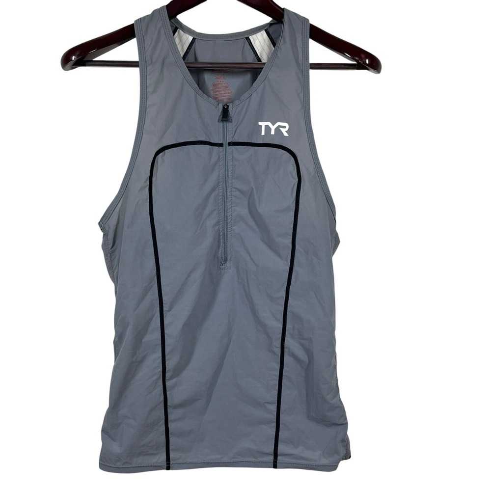TYR Carbon Woven Triathlon Tank Mens M ITU Approved Temp Regulating UPF